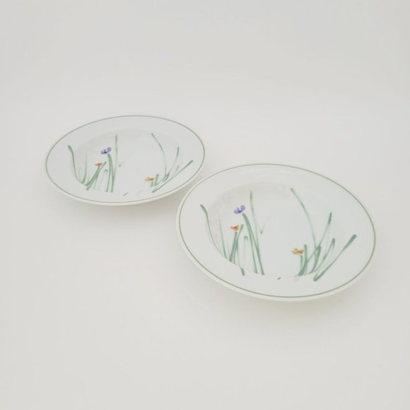 Mikasa Sketch Book Large Rim Soup Bowls (2) Summer Wild Flower, Japan c.1980s - Picture 3 of 10